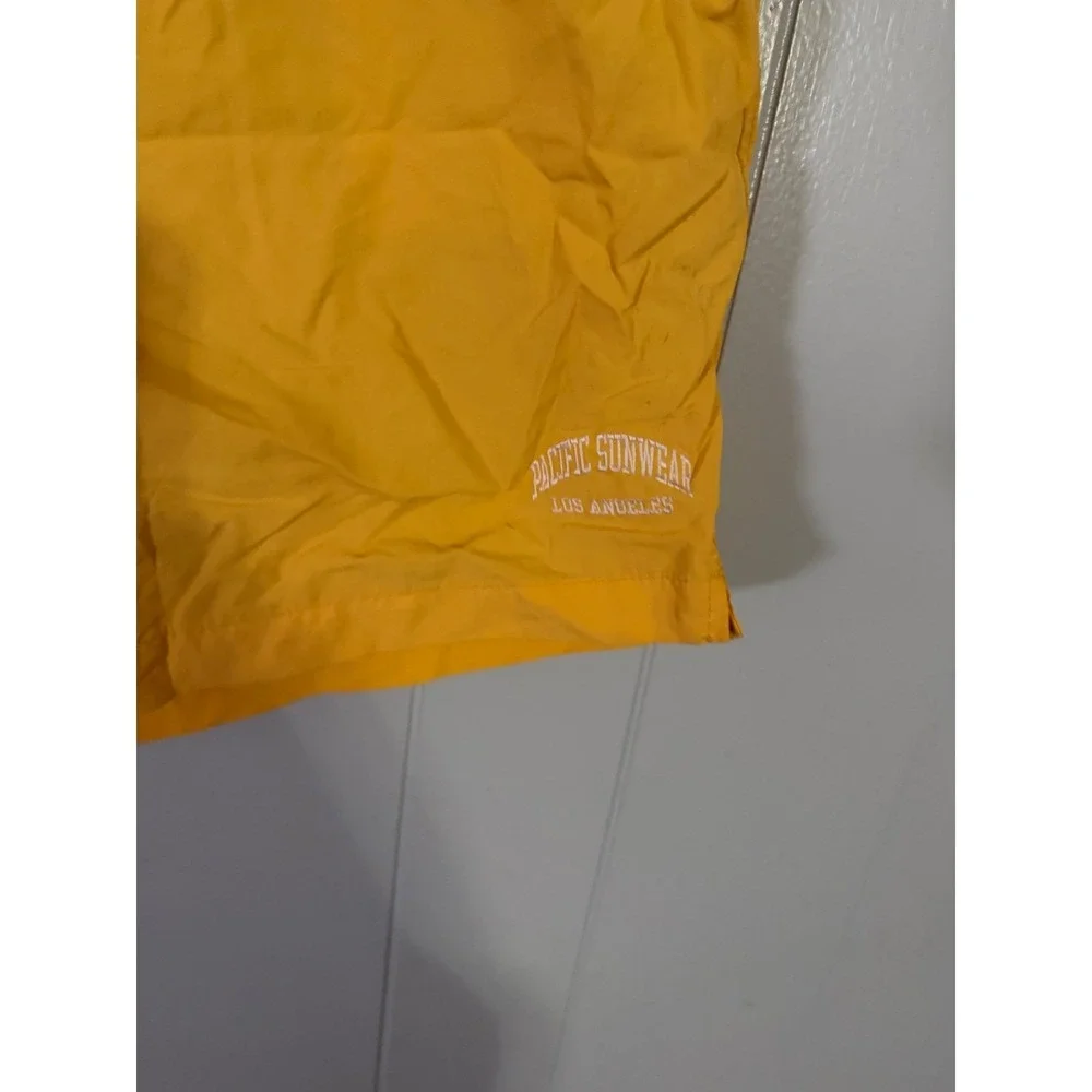 PacSun Swim Trunks Mens Large Los Angeles Graphic Mesh Lined Yellow EUC